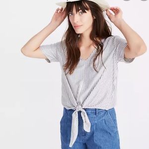 Madewell Novel Tie-Front Top in Stripe